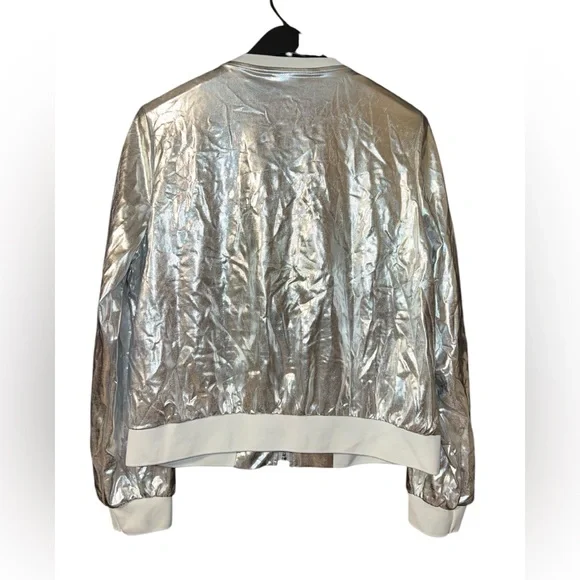 Silver Metallic Women's Jacket Medium - Picture 2 of 4